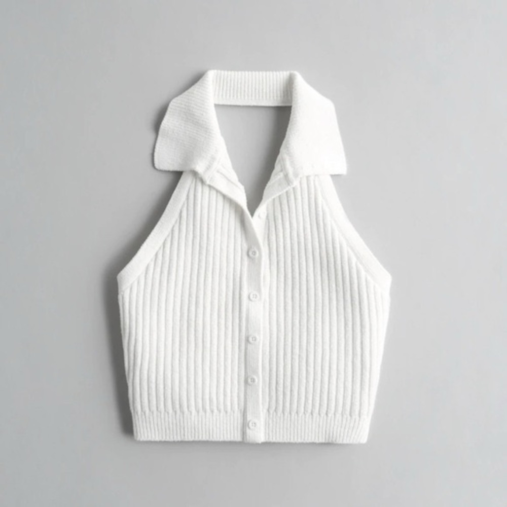 Hollister Crop Sleeveless Halter Polo Sweater